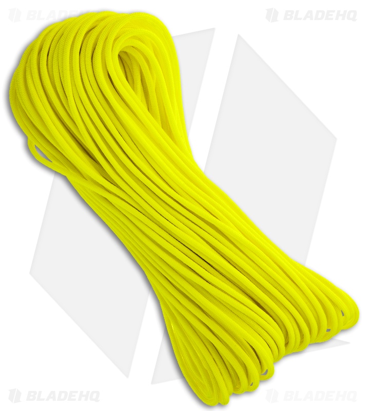 Neon Yellow 550 Paracord Nylon Braided 7-Strand Core (100') USA