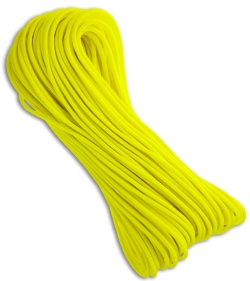 Neon Yellow 550 Paracord Nylon Braided 7-Strand Core (100') USA