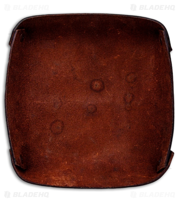 Fire Hall Knife & Leather Valet Tray w/ Antique Dye