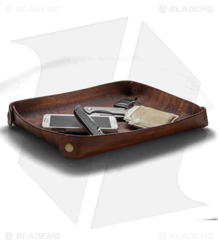 Fire Hall Knife & Leather Valet Tray w/ American Flag Overlay