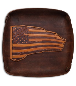 Fire Hall Knife & Leather Valet Tray w/ American Flag Overlay