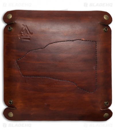 Fire Hall Knife & Leather Valet Tray w/ American Flag Overlay