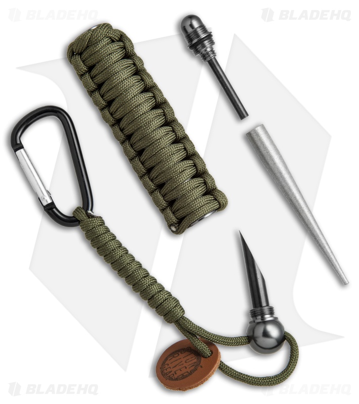 Stone River Gear Survival Firestarter and Sharpener w/ OD Green Paracord