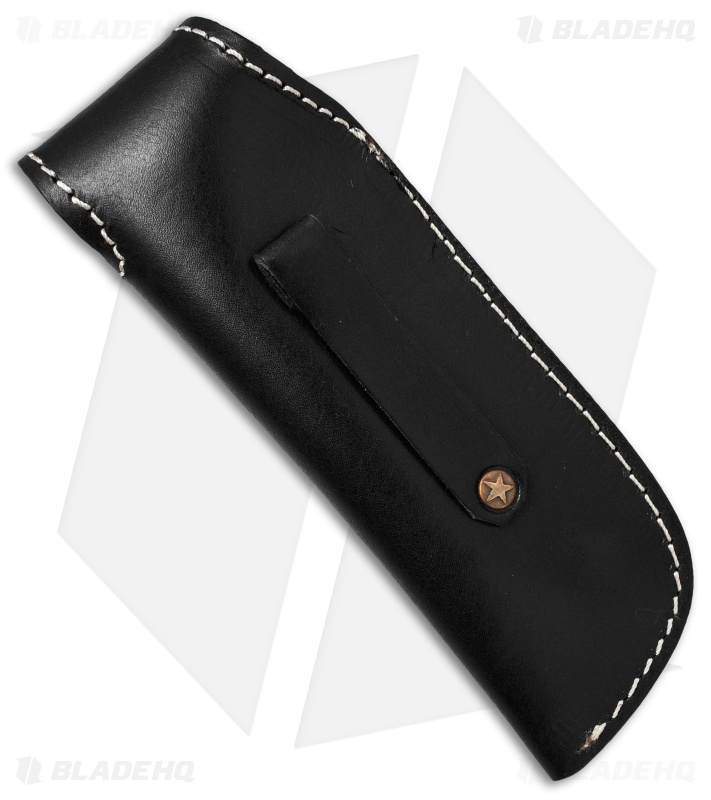 Venture 7.5" V114D Leather Fixed Blade Belt Sheath Black w/Purple Overlay