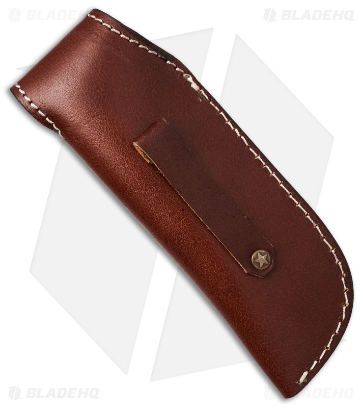 Venture 7.5" V114C Leather Fixed Blade Belt Sheath Brown w/Purple Overlay