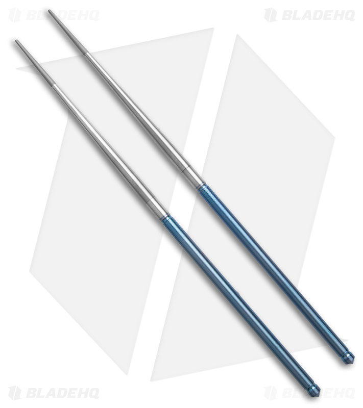 Foltsum 2-Piece Takedown Chopsticks Blue and Satin Titanium with Pouch