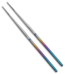 Foltsum 2-Piece Takedown Chopsticks Rainbow / Satin Titanium with Pouch