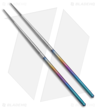 Foltsum 2-Piece Takedown Chopsticks Rainbow / Satin Titanium with Pouch