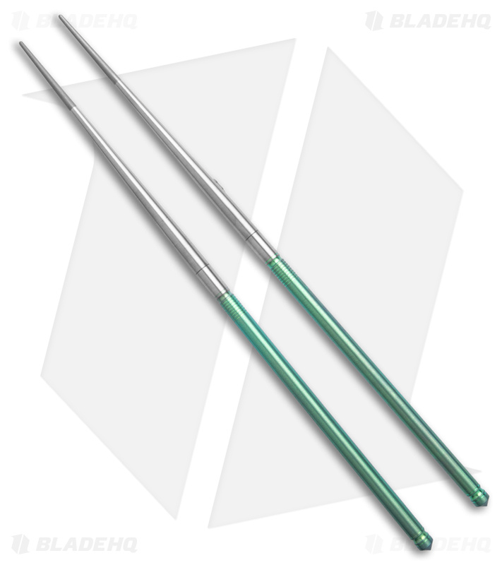 Foltsum 2-Piece Takedown Chopsticks Toxic Green/Satin Titanium with Pouch