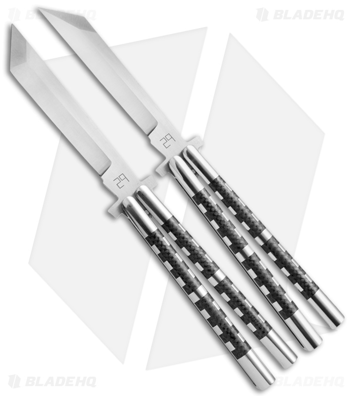 29 Knives Chris Olofson 5" Tanto + Reverse Tanto Balisong Set Carbon Fiber 