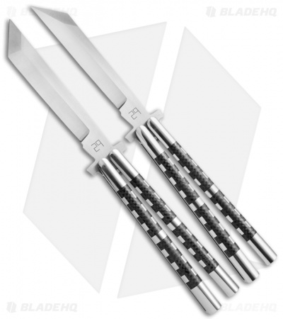 29 Knives Chris Olofson 5" Tanto + Reverse Tanto Balisong Set Carbon Fiber 