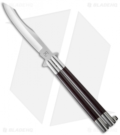 29 Knives Chris Olofson 5" Dual Clip Bowie Butterfly Knife Burgundy Micarta
