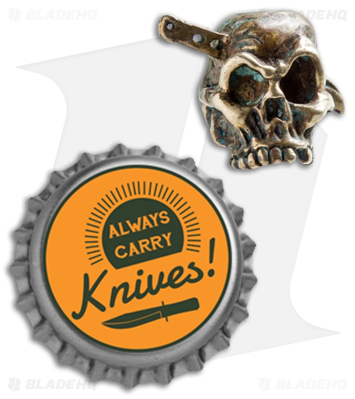 Andre de Villiers AdV Knife Head Half Skull Bead - Brass