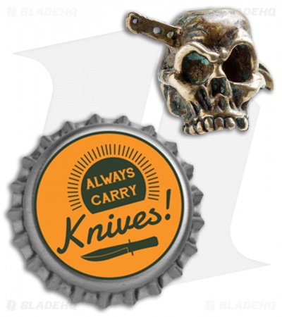 Andre de Villiers AdV Knife Head Half Skull Bead - Brass