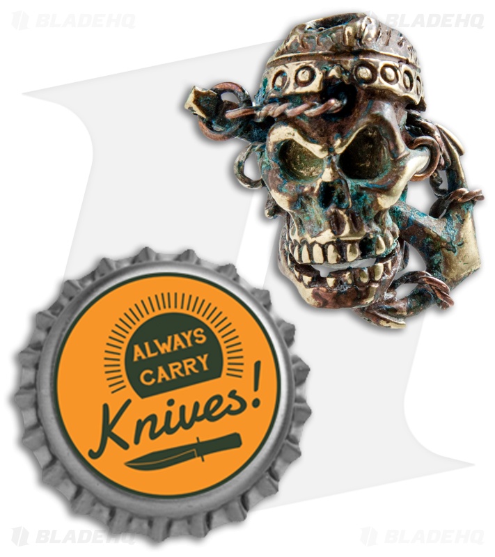 Andre de Villiers AdV Large Anchor Skull Bead - Brass/Copper Patina