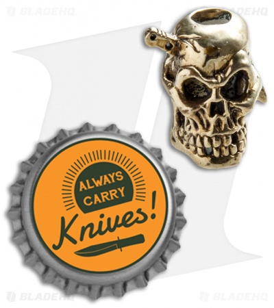 Andre de Villiers AdV Large Knife Head Skull Bead - Brass