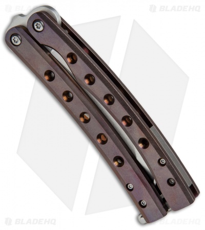 Balibalistic Custom Balisong Butterfly Knife Bronze/Purple Ti (3.75" Satin)