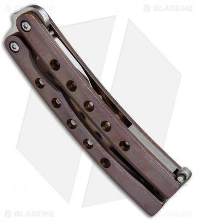 Balibalistic Custom Balisong Butterfly Knife Bronze/Purple Ti (3.75" Satin)