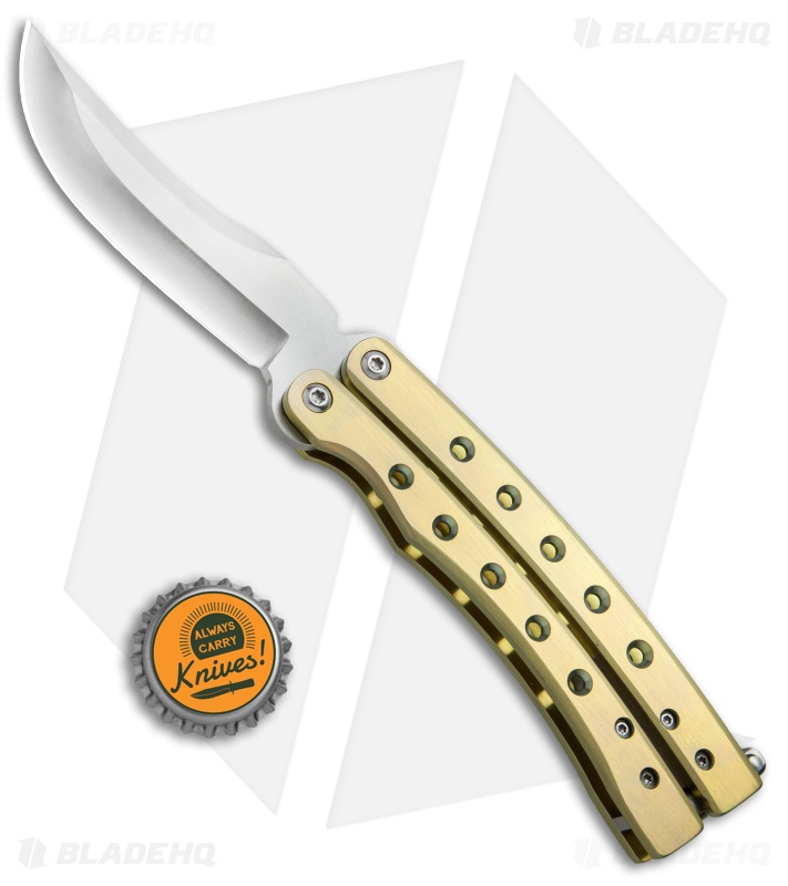 Balibalistic Custom Balisong Butterfly Knife Gold Titanium (3.75" Satin)