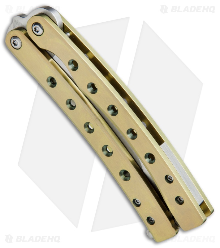 Balibalistic Custom Balisong Butterfly Knife Gold Titanium (3.75" Satin)