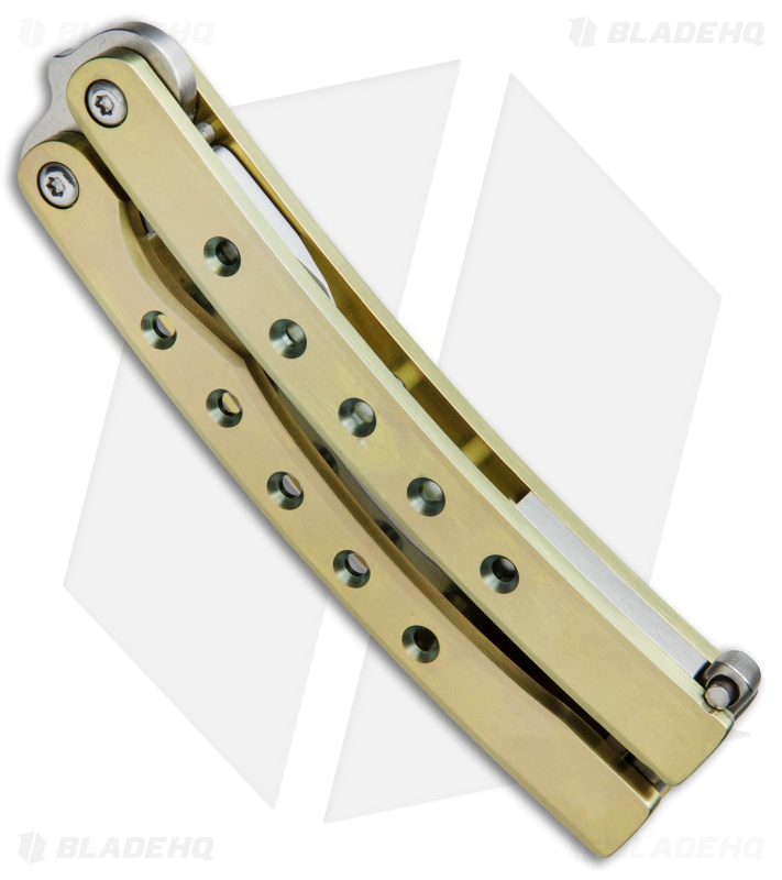 Balibalistic Custom Balisong Butterfly Knife Gold Titanium (3.75" Satin)