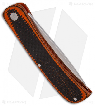 Baskett Custom Knives Slip Joint Knife Orange/Black Carbon Fiber (2.75" Mirror)