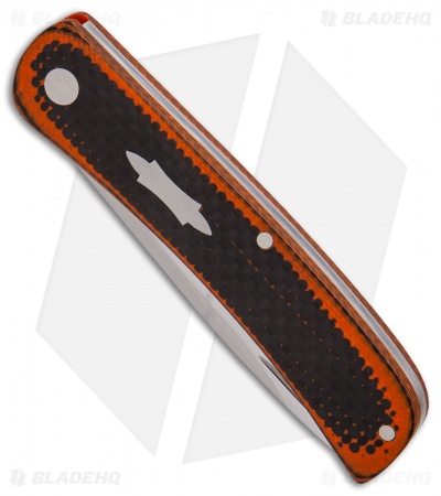 Baskett Custom Knives Slip Joint Knife Orange/Black Carbon Fiber (2.75" Mirror)