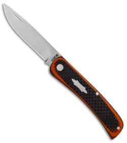 Baskett Custom Knives Slip Joint Knife Orange/Black Carbon Fiber (2.75" Mirror)