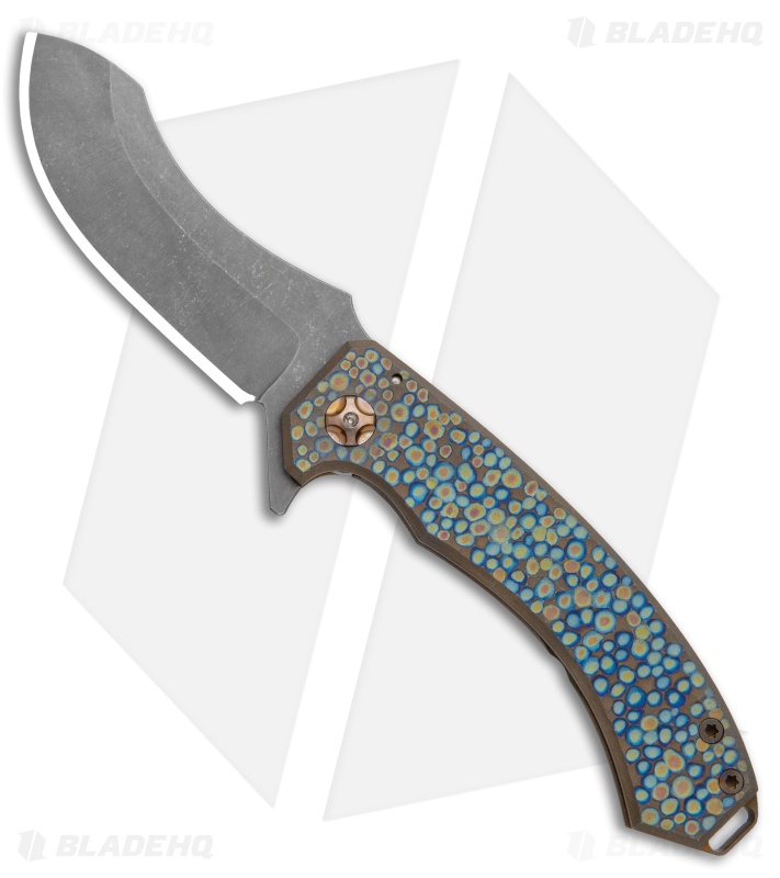 Bat Cave Blades #14 Folding Knife Titanium Paintbrush Speckled (3.25" Acid)