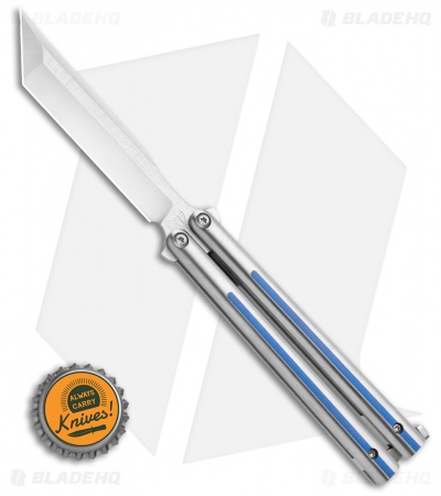 Biegler Bladeworks Custom Archon Gen4 Balisong Blue G-10 Inlay (4.3" Stonewash)