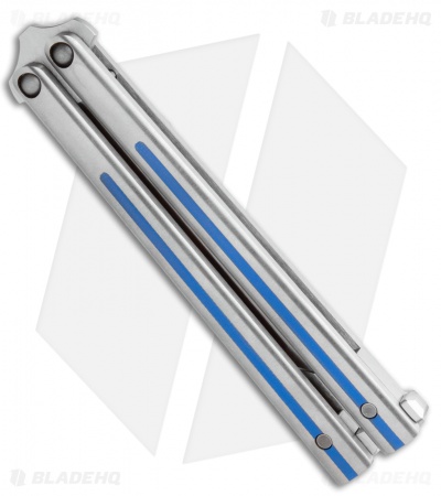Biegler Bladeworks Custom Archon Gen4 Balisong Blue G-10 Inlay (4.3" Stonewash)
