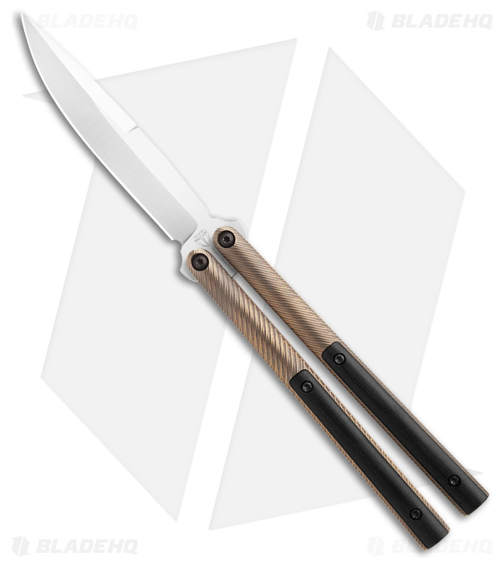Biegler Bladeworks Custom B-Hawk Balisong Knife Black G-10 w/ Bronze (4.4" Sat)