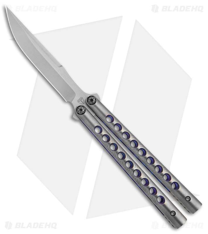 Biegler Bladeworks Custom Corsair 9 Hole Balisong Knife Purple Ti (4.2" Satin)