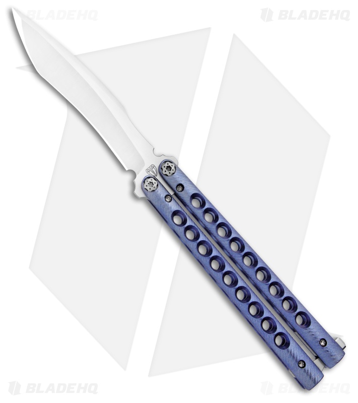 Biegler Bladeworks Custom Rockstyle Balisong Knife Blue/Purple Ti (4.5" Satin)