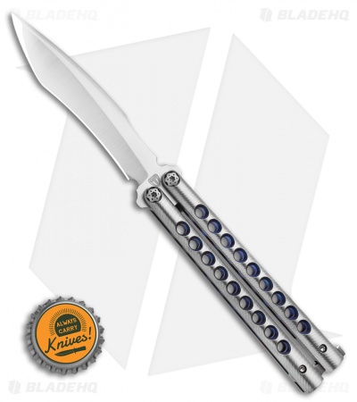 Biegler Bladeworks Custom Rockstyle Gen4 Balisong Ti. 9 Hole Blue Ano.