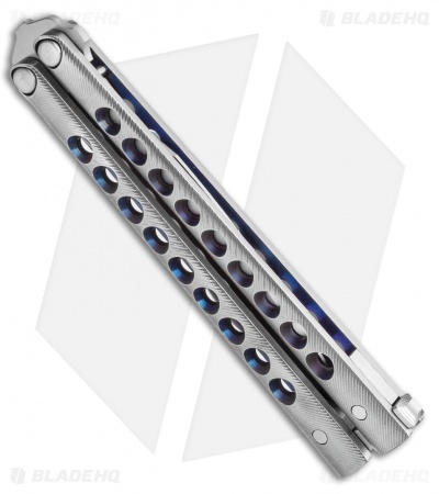 Biegler Bladeworks Custom Rockstyle Gen4 Balisong Ti. 9 Hole Blue Ano.