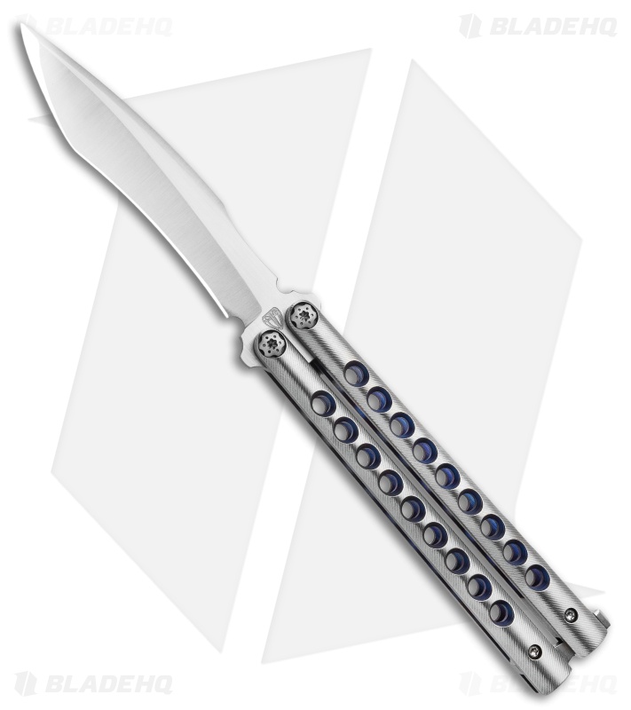 Biegler Bladeworks Custom Rockstyle Gen4 Balisong Ti. 9 Hole Blue Ano.