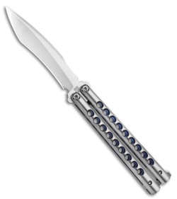 Biegler Bladeworks Custom Rockstyle Gen4 Balisong Ti. 9 Hole Blue Ano.