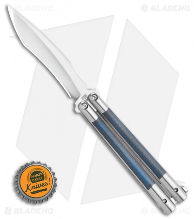 Biegler Bladeworks Custom Rockstyle Gen4 Balisong Ti. Blue CF Inlay (4.5" Satin)