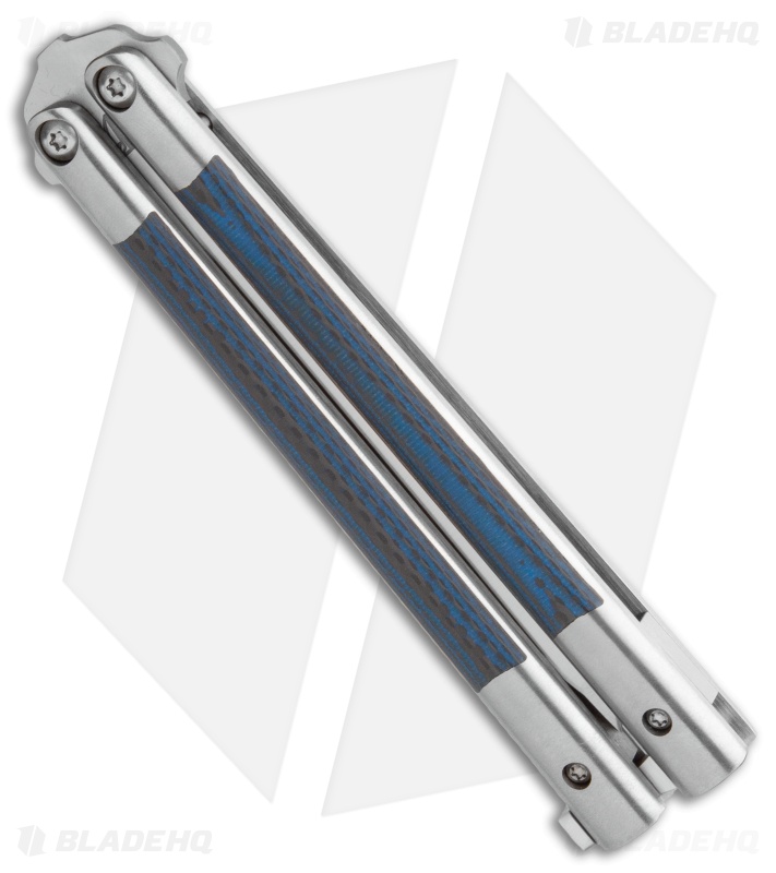 Biegler Bladeworks Custom Rockstyle Gen4 Balisong Ti. Blue CF Inlay (4.5" Satin)