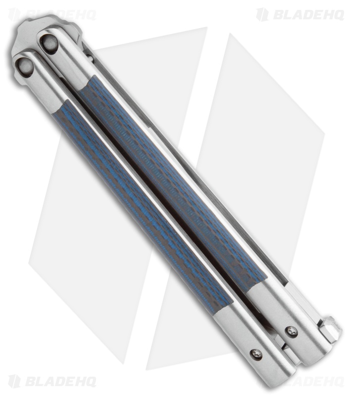 Biegler Bladeworks Custom Rockstyle Gen4 Balisong Ti. Blue CF Inlay (4.5" Satin)