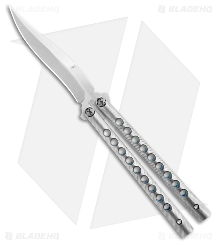 Biegler Bladeworks Custom Stinkfinger 9 Hole Balisong Ti/Blue (4.4" Satin)