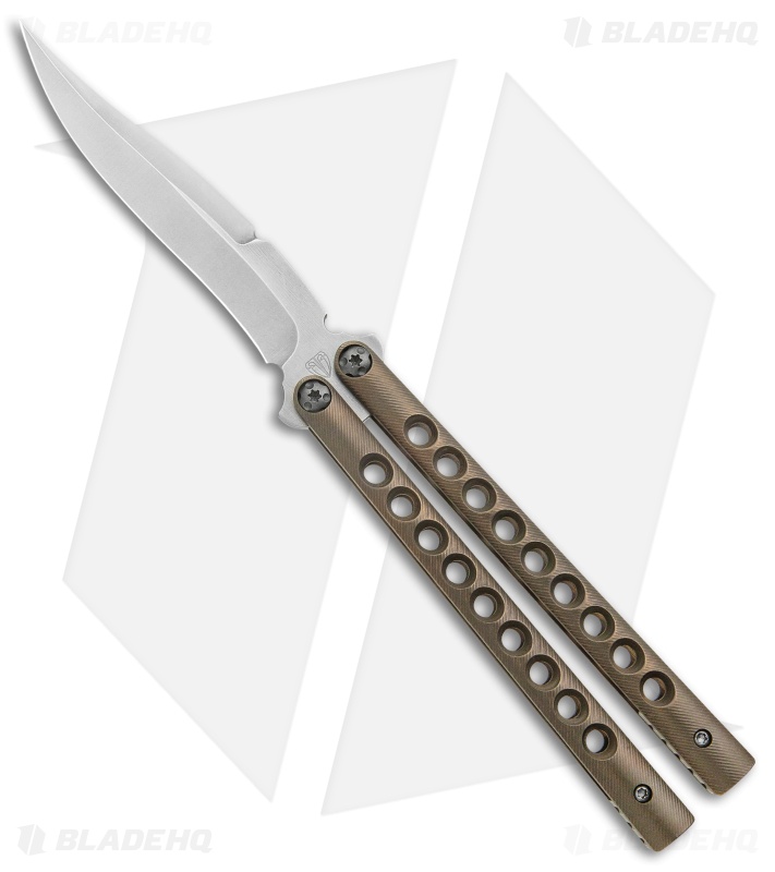 Biegler Bladeworks Custom Stinkfinger Balisong Knife Bronze Ti (4.4" Satin)