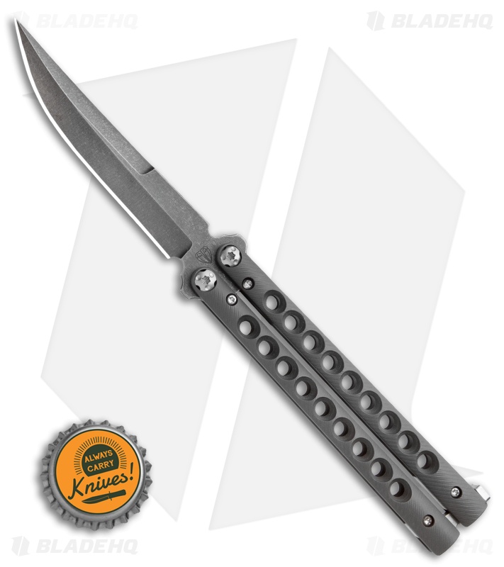 Biegler Bladeworks Custom Zukuri Gen3 Balisong Blackened Ti. 9 Hole (4.4" Black)