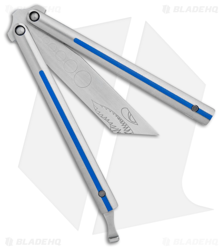 Biegler Bladeworks Sharchon Butterfly Knife Titanium Blue (4.5" Satin)
