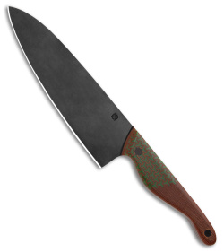 Blue Collar Blades Custom Chef Knife Brown/Green Trihex Micarta (7" Black 52100)