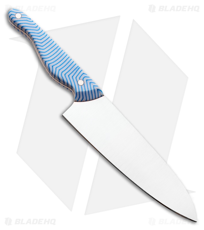 Blue Collar Blades Mule Chef Knife Blue/White G-Carta (7" Satin)