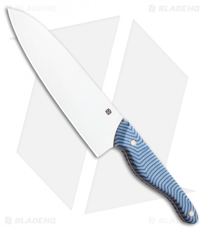 Blue Collar Blades Mule Chef Knife Blue/White G-Carta (7" Satin)