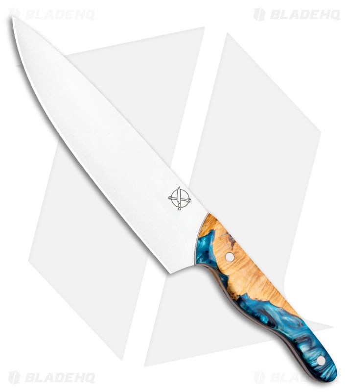 Blue Collar Blades Mule Chef Knife Blue/White Shokwood (8" Satin)
