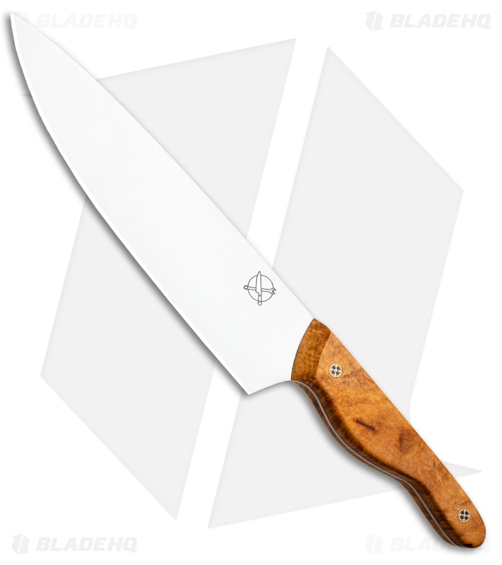 Blue Collar Blades Mule Chef Knife Maple Wood w/ Mosaic Pins (8" Satin)